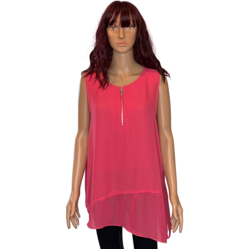 Counterparts Asymmetrical Blouse Sleeveless Pink/Magenta Sz XL